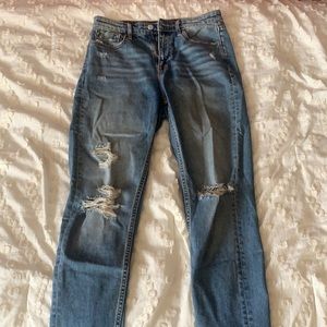 Blue ripped boyfriend jeans, size 25